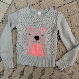 Cat & Jack Gray Sweater with Pink Bear Design